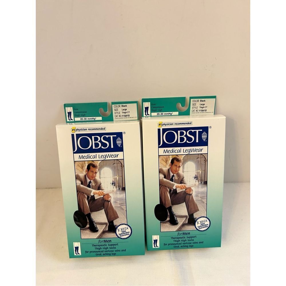 2 Jobst Medical Leg Wear For Men Large Black Thigh Ct 20-30mmhg New
